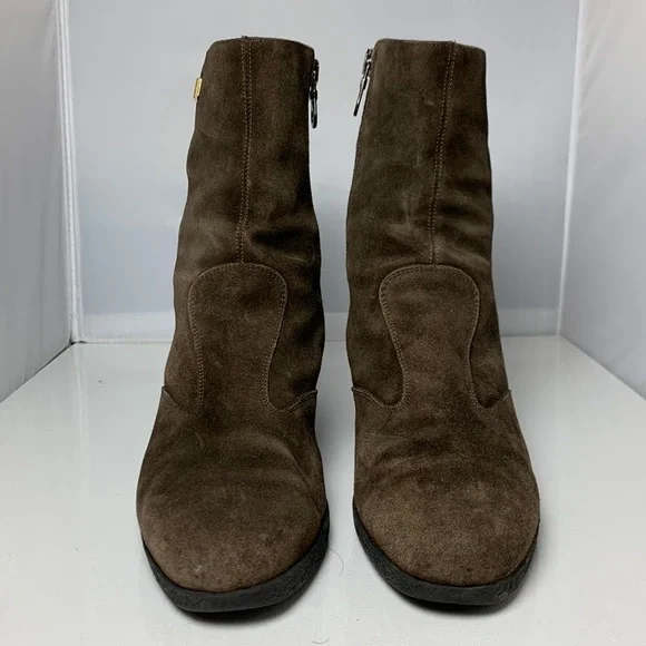 Women's Salvatore Ferragamo LAPO Suede Boots Sz 5.5 AA Brown Mustang Buc zipper - Picture 3 of 11